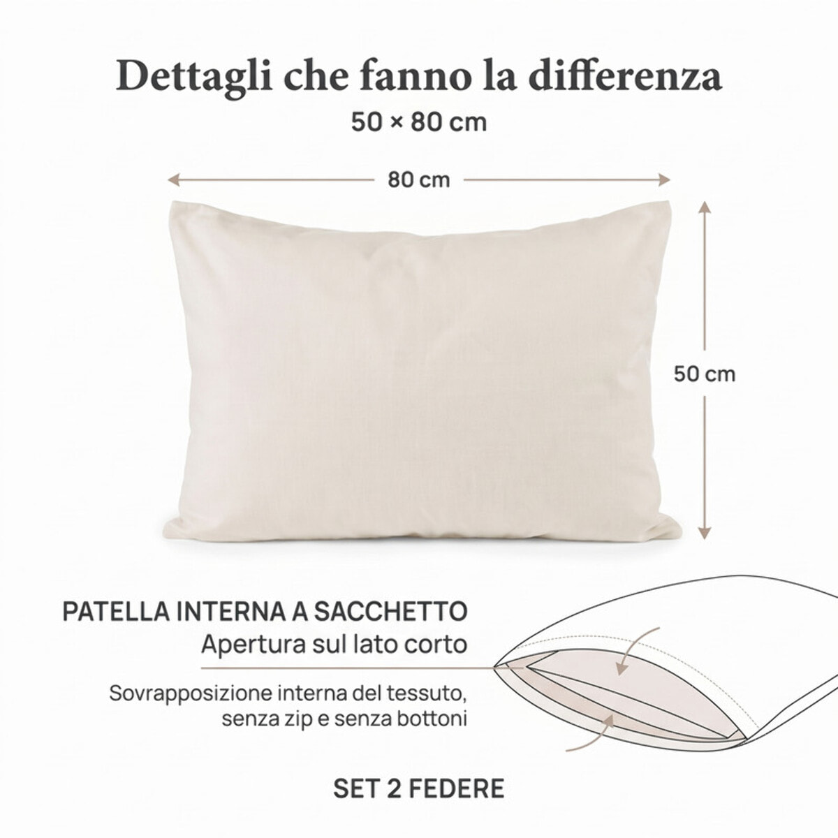 Coppia di federe in flanella 100% cotone - Crema