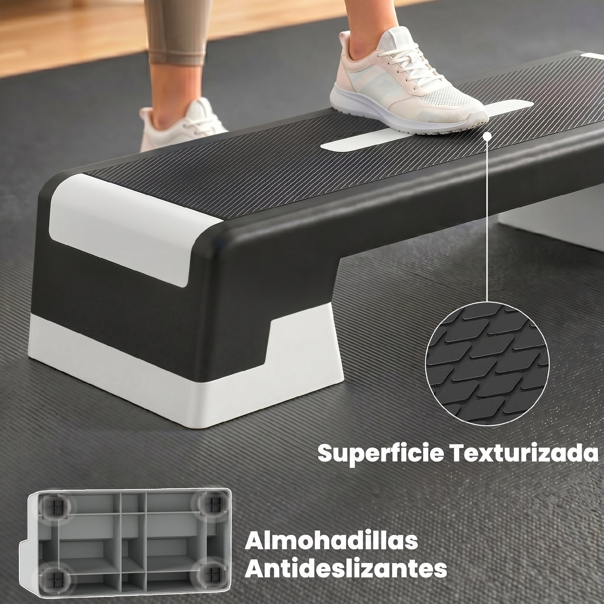 Step de Aeróbic Step para Fitness Stepper Antideslizante con Altura Ajustable de 15/20/25 cm Base Robusta Carga 250 kg para Entrenamiento en Casa Gimnasio Hombres y Mujeres Negro