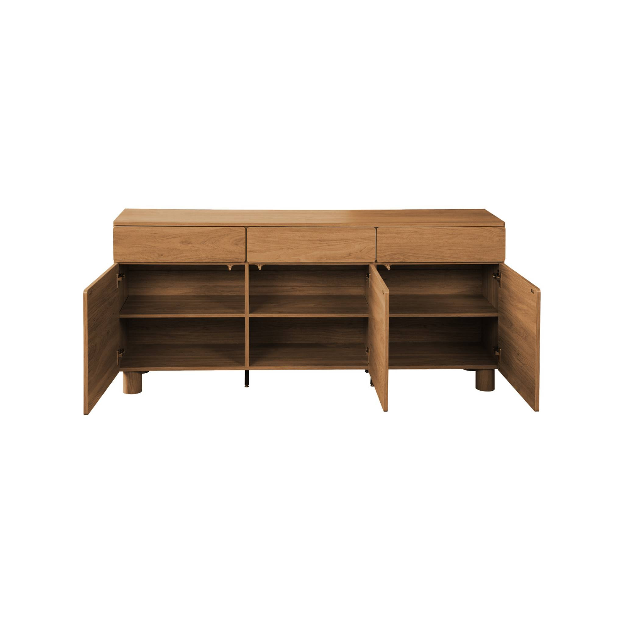 Buffet décor bois 3 tiroirs 3 portes 160cm AYANA