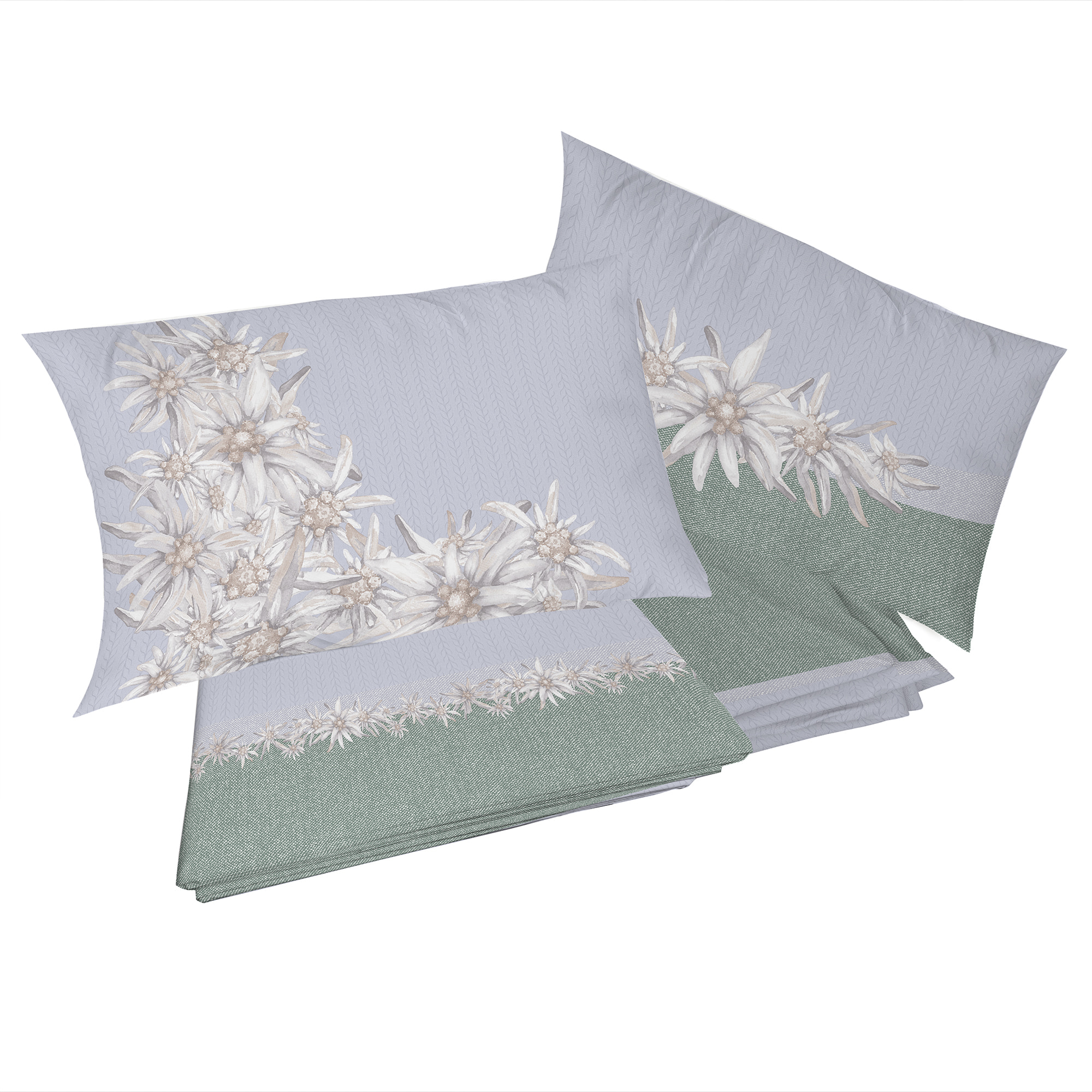 Completo letto stella alpina verde 100% cotone