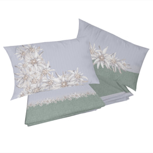 Completo letto stella alpina verde 100% cotone