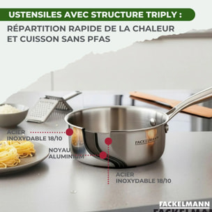 Set poêle à Frire et Casseroles en inox 18/10 Triply et couvercle Fackelmann Vita3