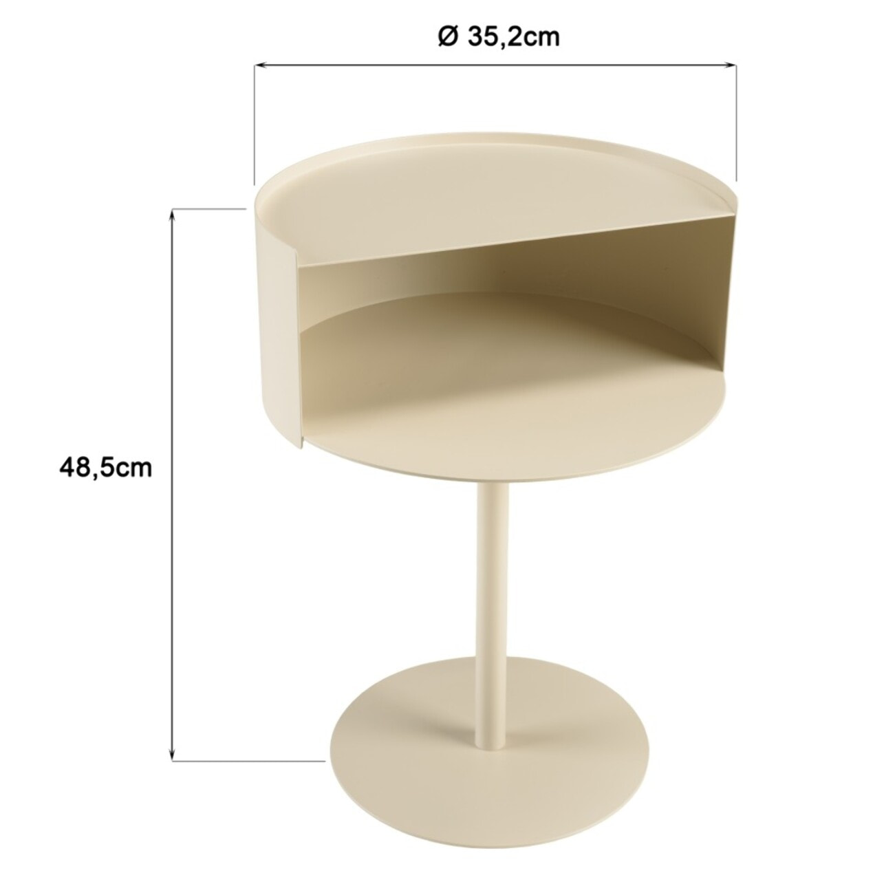 AGATHE - Table d'appoint ronde en acier beige D35cm