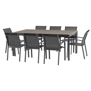Table de jardin extensible "Evasion" seigle & graphite 10 places en aluminium traité époxy