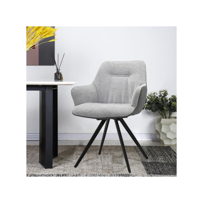 Fauteuil rotatif 180 en tissu soft avec accoudoirs - 2 coloris - ODILE