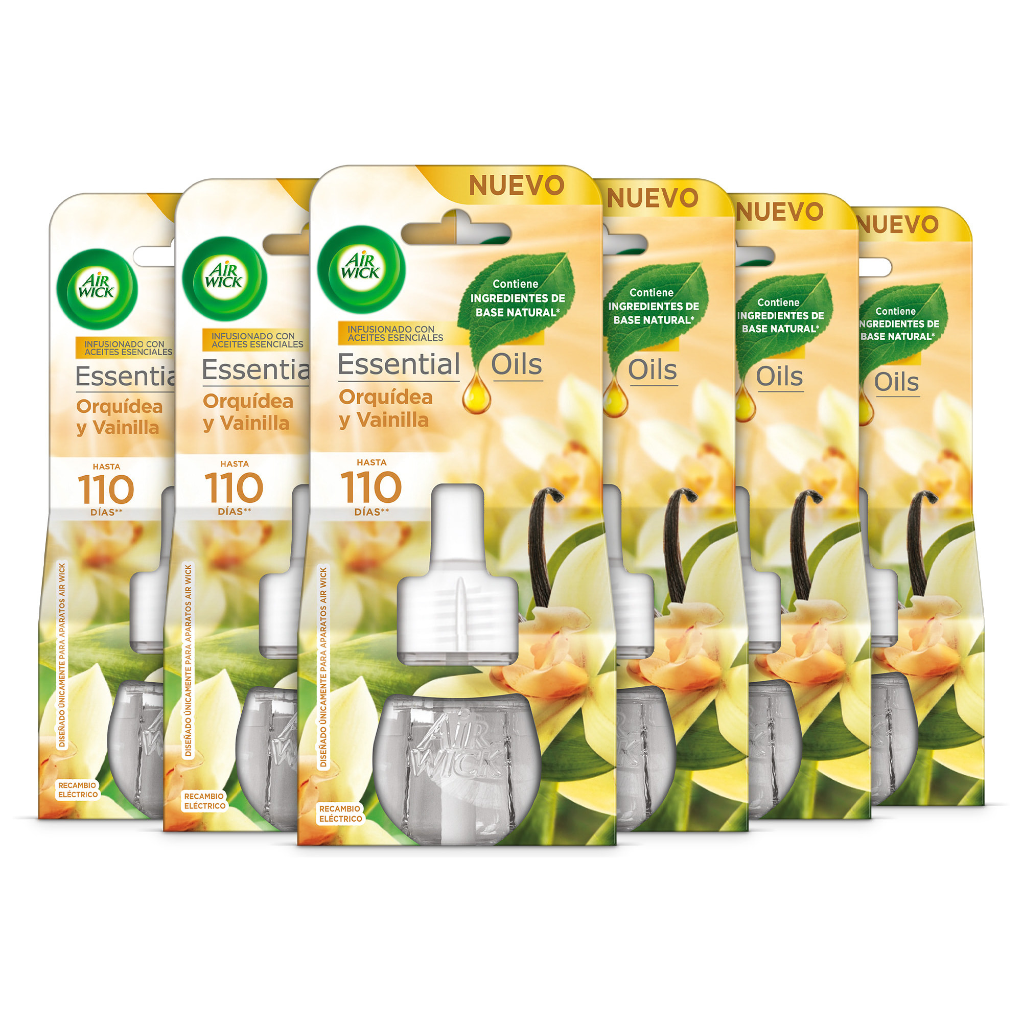 Air Wick Eléctrico - Ambientador para casa con aroma a Orquídea y Vainilla - 6 Recambios