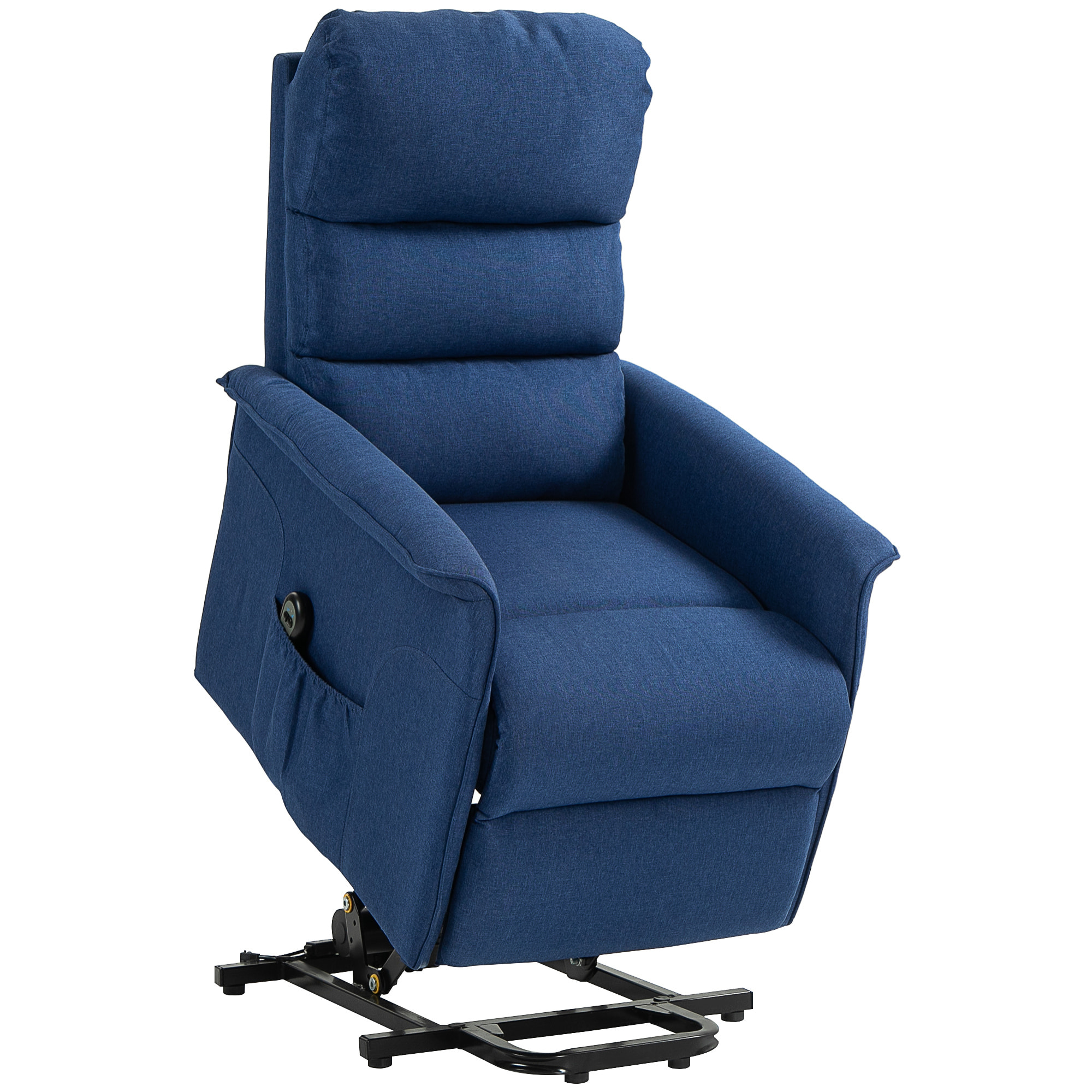 Sillón Relax Reclinable Eléctrico Sillón Levanta Personas con Mando a Distancia y Bolsillo Lateral Sillón Elevador para Salón Dormitorio Azul Oscuro