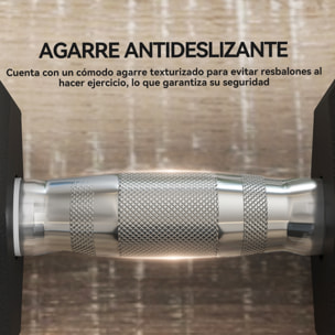 Juego de Mancuernas Hexagonales, 2 x 12,5 kg, de Hierro Fundido, Recubiertas de Goma, Juego de Pesas con Barras de Conexión para Entrenamiento en Casa, Gimnasio y Oficina, Negro y Plata