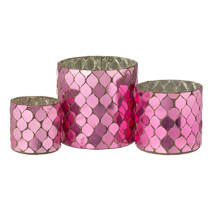 J-Line bougeoir Cylindre Mosaïque - verre - fuchsia