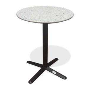 BISTRO - Table ronde de jardin en acier et plateau terrazzo