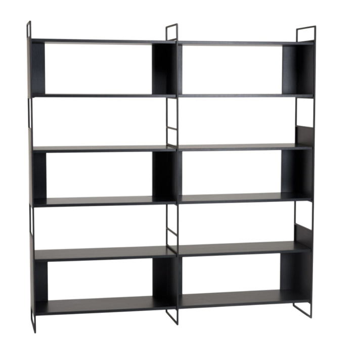 DALY - Étagère 10 niches 5 niveaux noire piètement métal