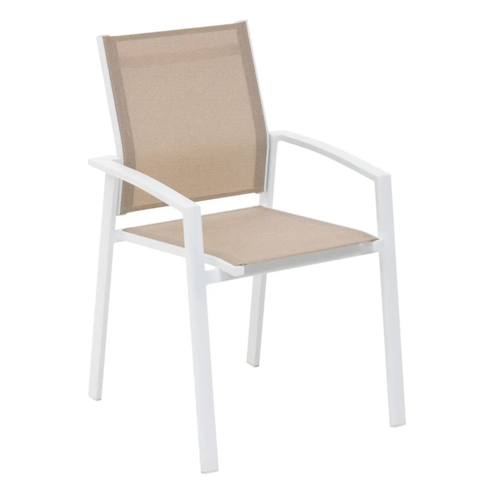 Fauteuil de jardin empilable "Axiome" lin & blanc