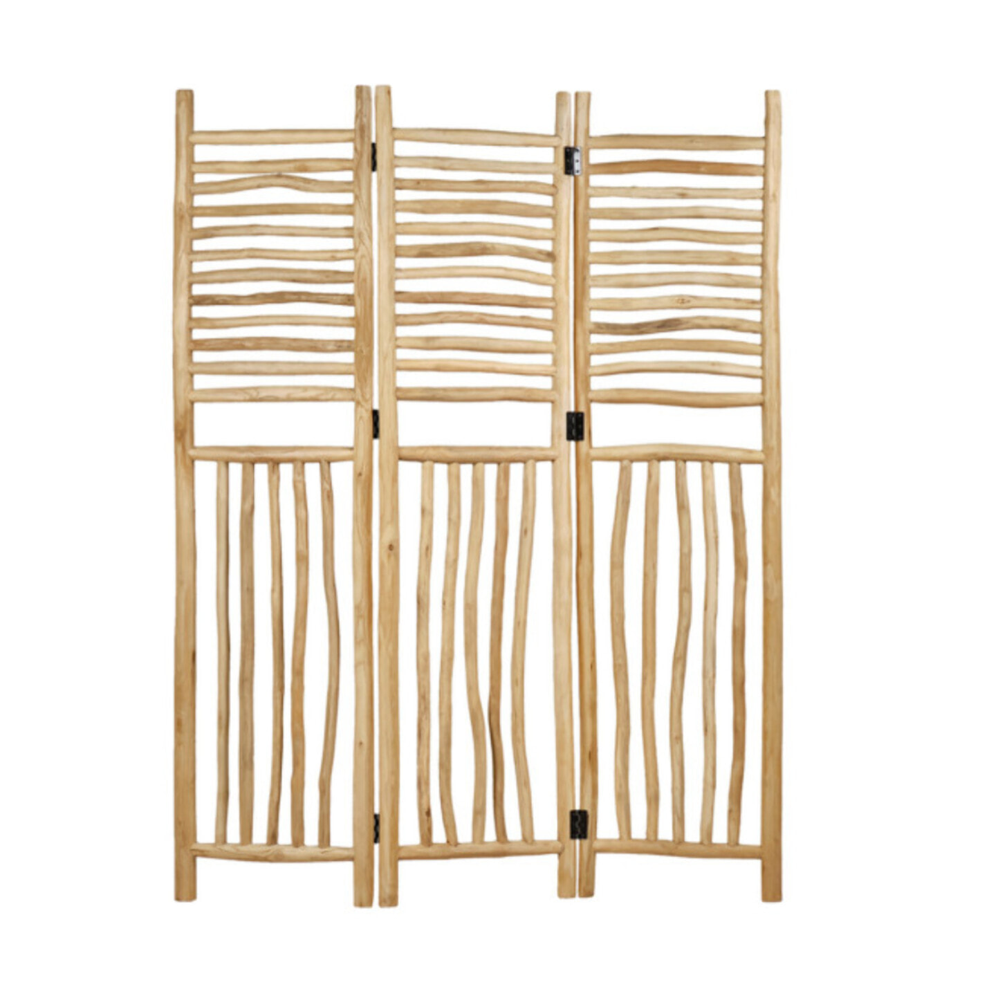 Paravent 170 cm 3 parties pliables en bois de teck exotique - HULK