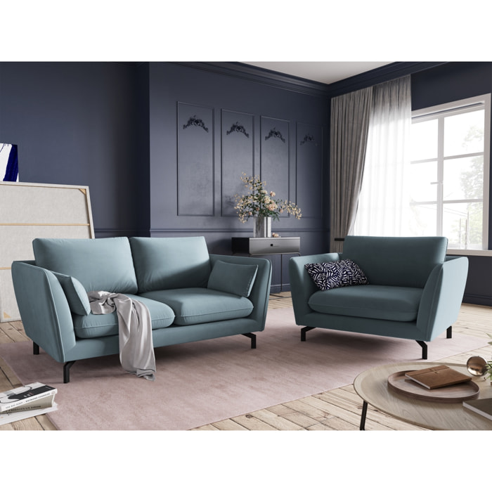 Fauteuil xl "Podium" en velours bleu