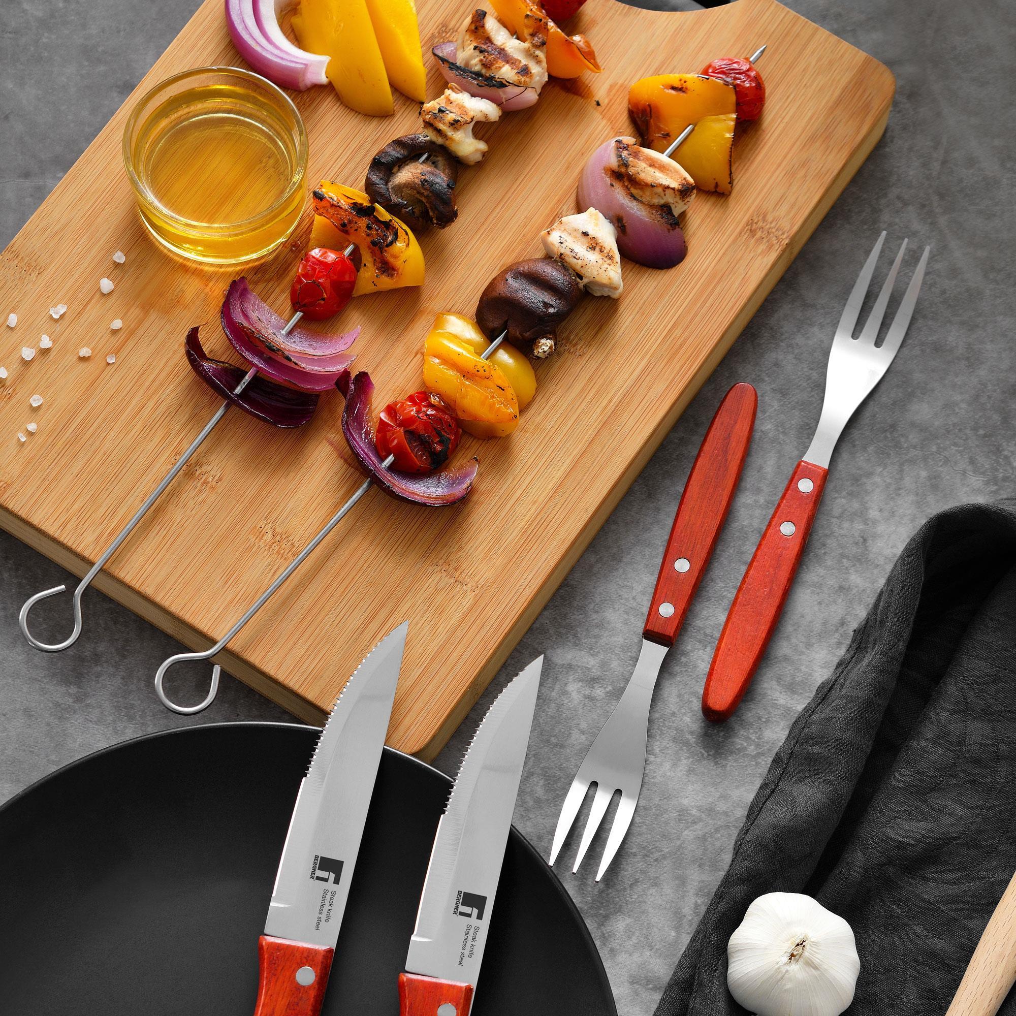 Bergner LOVERS Set de 4 Tenedores de 22cm para Barbacoa en acero inoxidable