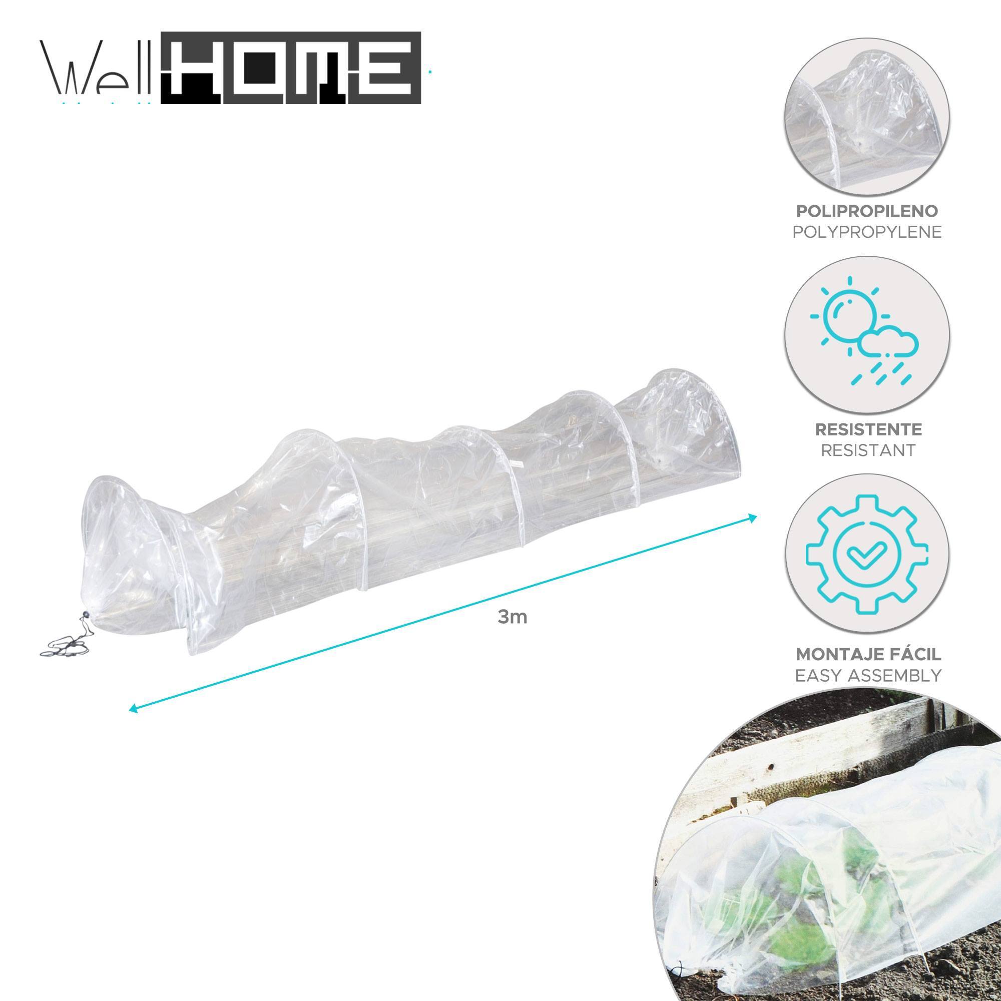 Well home invernadero estilo túnel 300x45x45cm con cubierta de material pe transparente