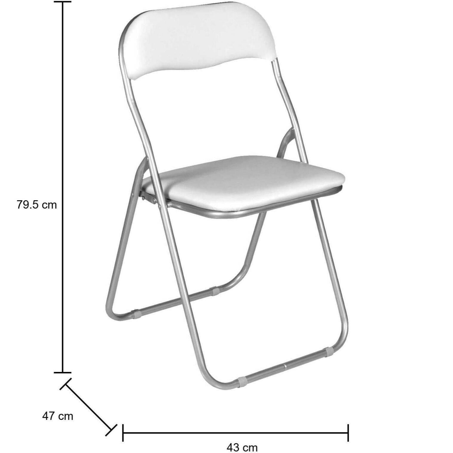 Sedia pieghevole Dgraf, Set di 4 sedie salvaspazio, Sedia per ospiti, Seduta per riunioni in simil ecopelle, 43x47h80 cm, Bianco