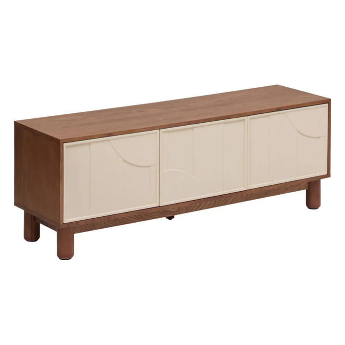 Meuble bas 2 portes 4 étagères Jilani marron 140x40cm