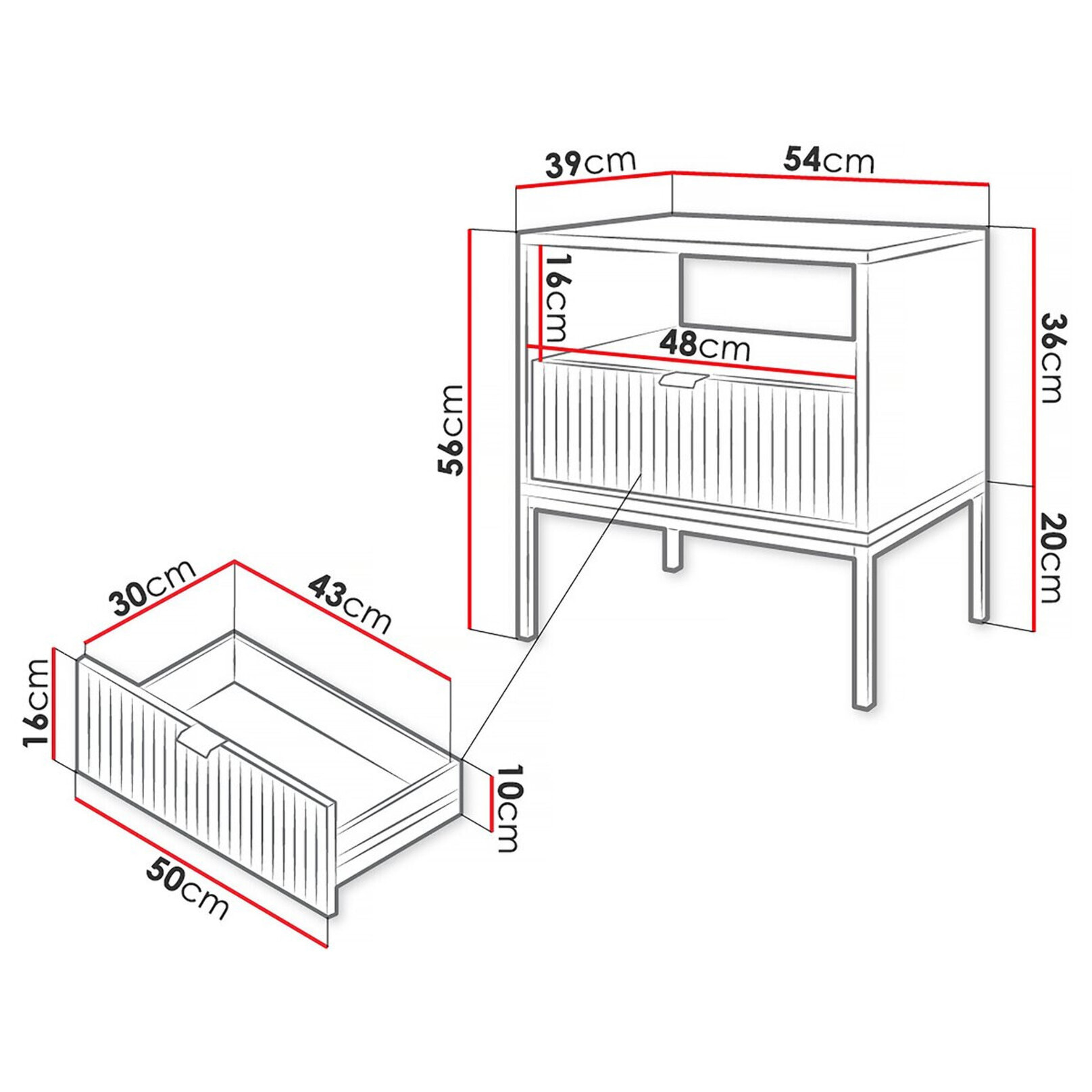 Table de chevet en bois "Tunis" - Blanche