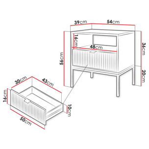Table de chevet en bois "Tunis" - Blanche