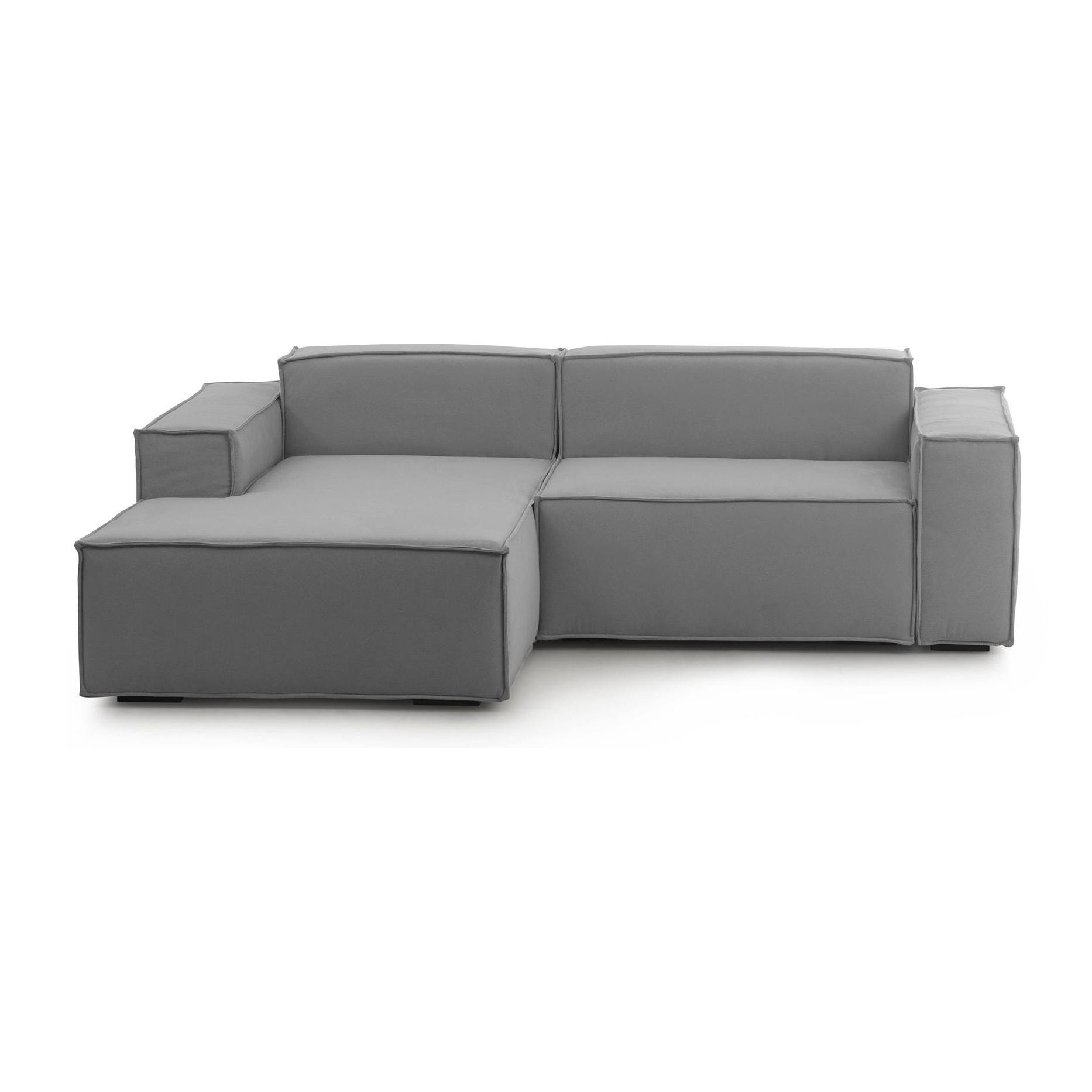 Divano fisso Daniela, Divano componibile a 2 posti large con penisola sinistra, 100% Made in Italy, Sofà moderno in tessuto, Cm 240x170h70, Grigio