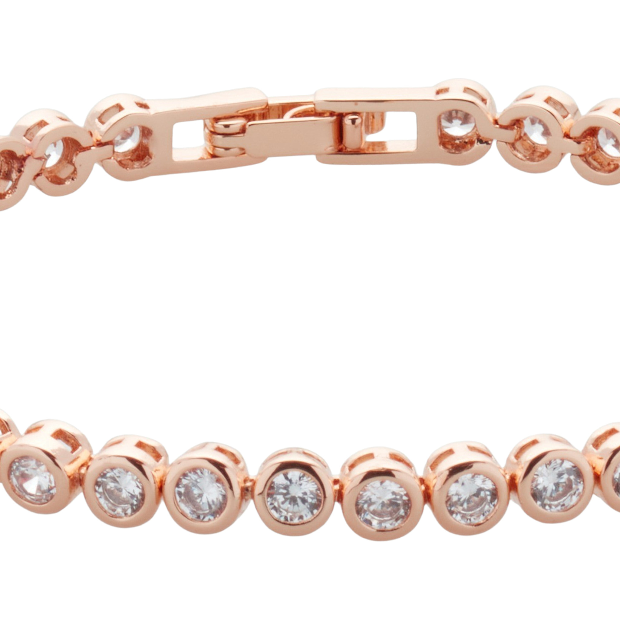 Bracciale U.S. Polo Assn. In metallo dorato rosa con cristalli bianchi rotondi