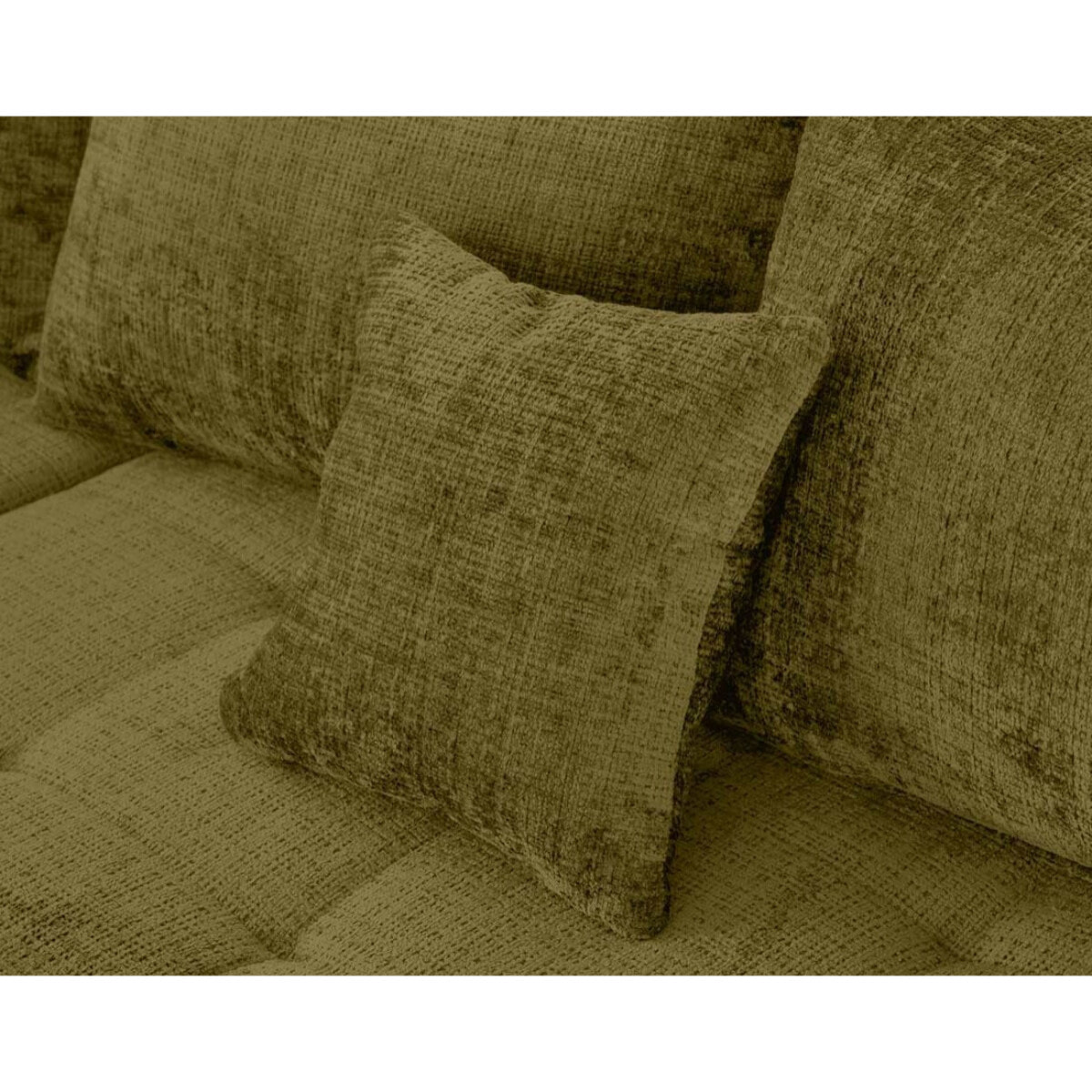 Rune - canapé panoramique d'angle gauche 7 places en velours texturé - Vert Olive