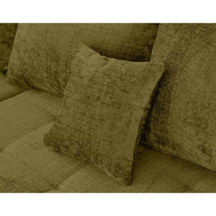Rune - canapé panoramique d'angle gauche 7 places en velours texturé - Vert Olive
