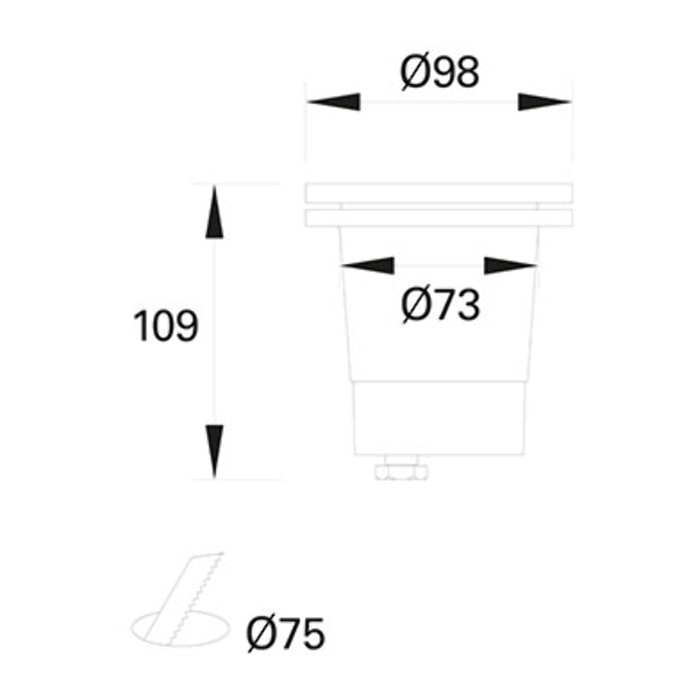 Forlight TIDIAN Empotrable De Suelo IP67 Ø98mm Para bombilla tipo GU10 (No incluida). Foco Suelo Exterior Iluminación Terrazas o Caminos