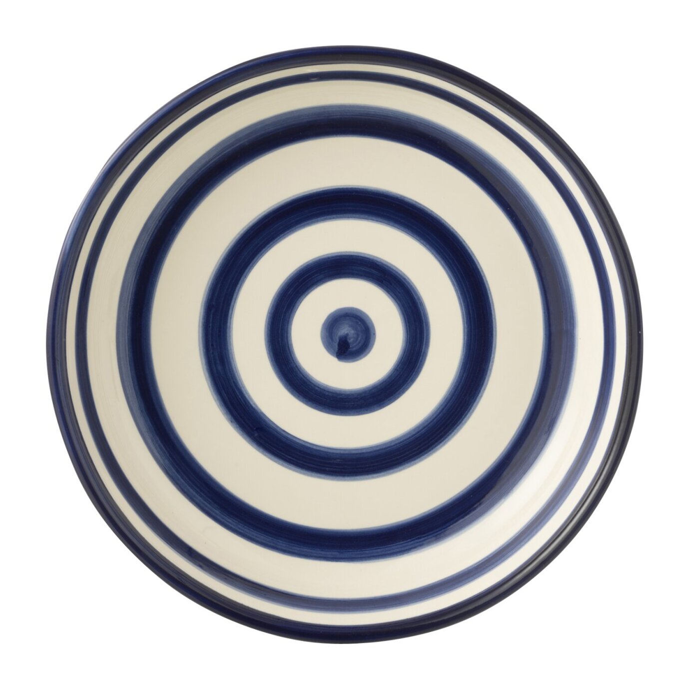 J-Line plat Granada Stripes Low - céramique - blanc/bleu - large - Ø 25 cm