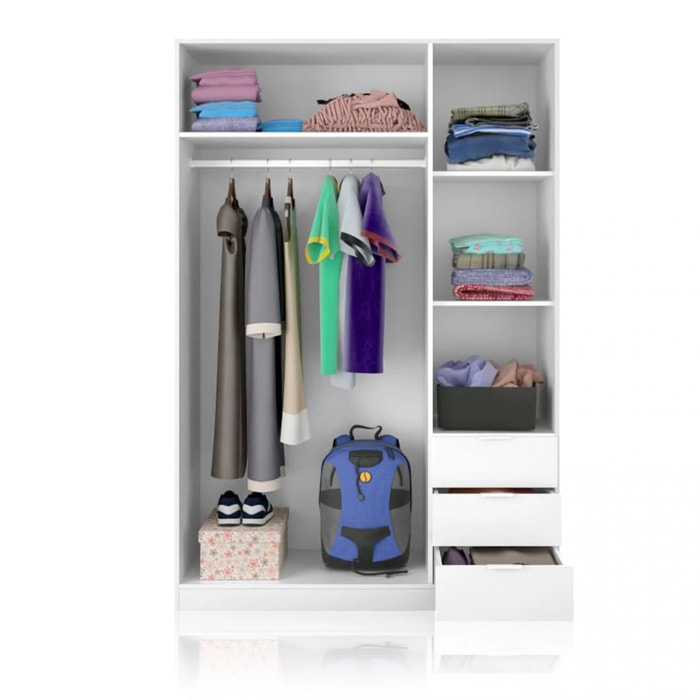 Armario Hexa 3 puertas 3 cajones Blanco