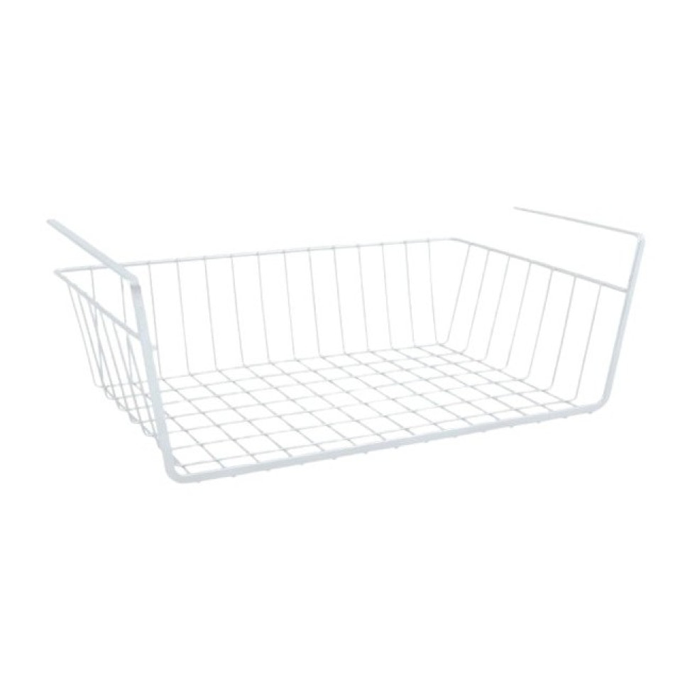 MSV Lot de 2 paniers de rangement sous étagère 38,5x25,5x14cm en Acier Blanc Mat