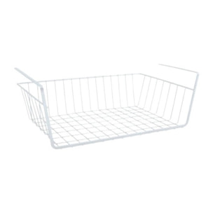 MSV Lot de 2 paniers de rangement sous étagère 38,5x25,5x14cm en Acier Blanc Mat