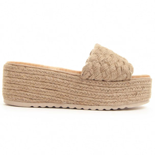 Sandalias de Cuña - Beige - Altura: 6 cm