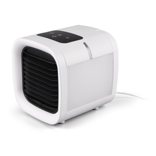 Icecube - Ventilatore e nebulizzatore da tavolo con display touch screen e LED sostituibile che cambia colore. 16,5x17,2x17,5 cm
