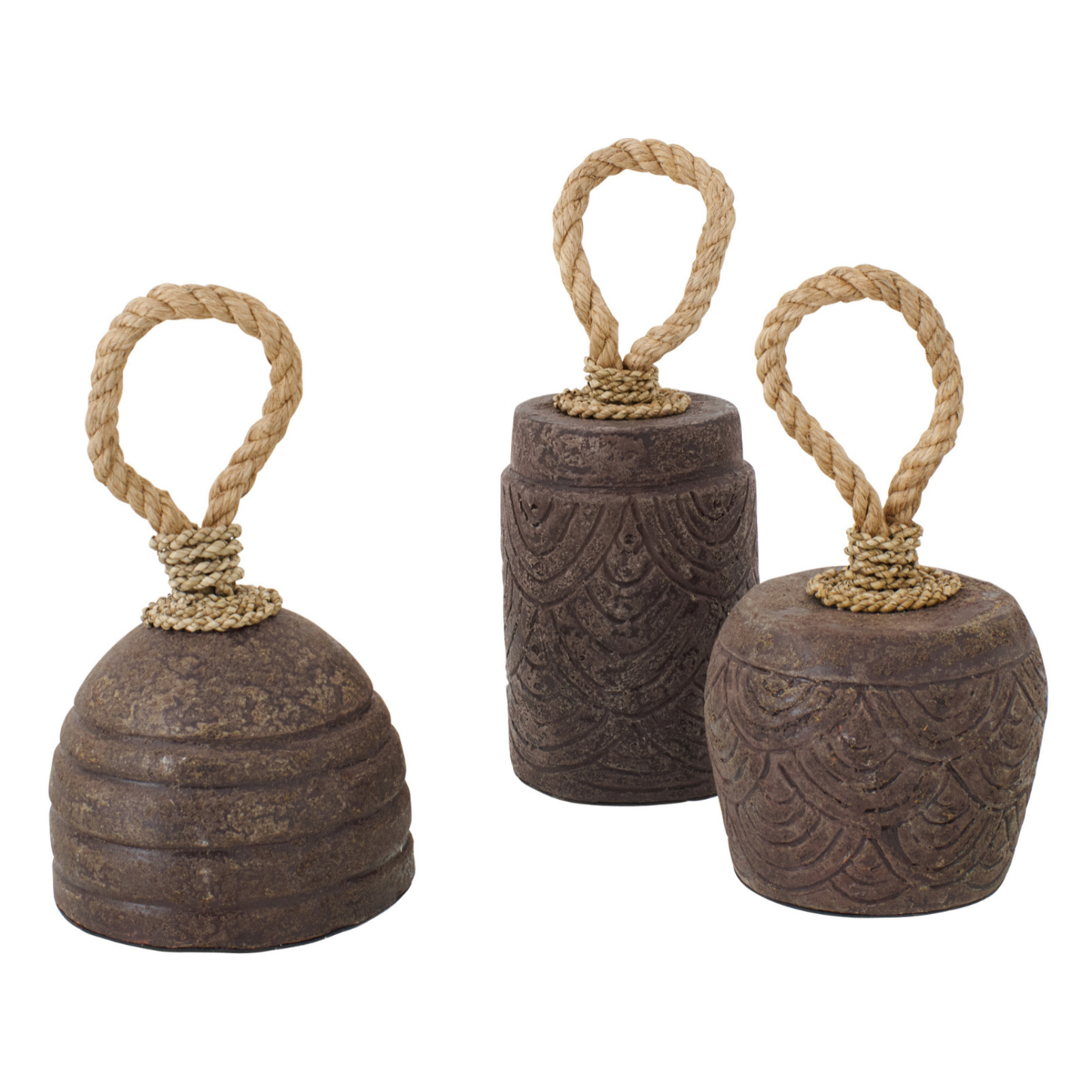 J-Line Cale-porte - céramique - marron foncé - 3 pièces