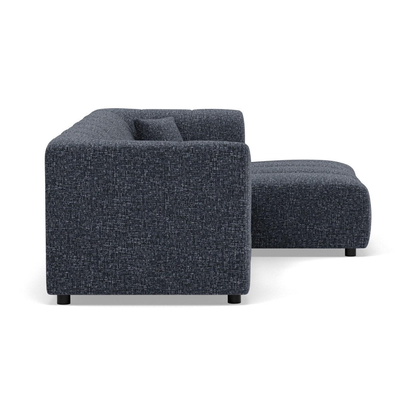 Curtis - canapé d'angle droit 4 places avec accoudoir en tissu texturé - Bleu