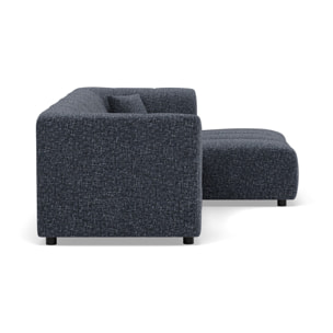 Curtis - canapé d'angle droit 4 places avec accoudoir en tissu texturé - Bleu