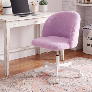 Silla de escritorio tapizada en borreguito lila claro 76-89,5 cm Candy Lila Claro