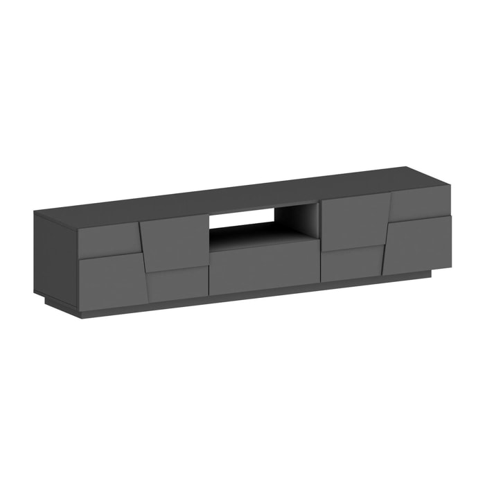 Mobile porta TV Maestrale, Credenza bassa da soggiorno con 4 ante e 1 cassetto, Base porta TV, 220x44h46 cm, Antracite