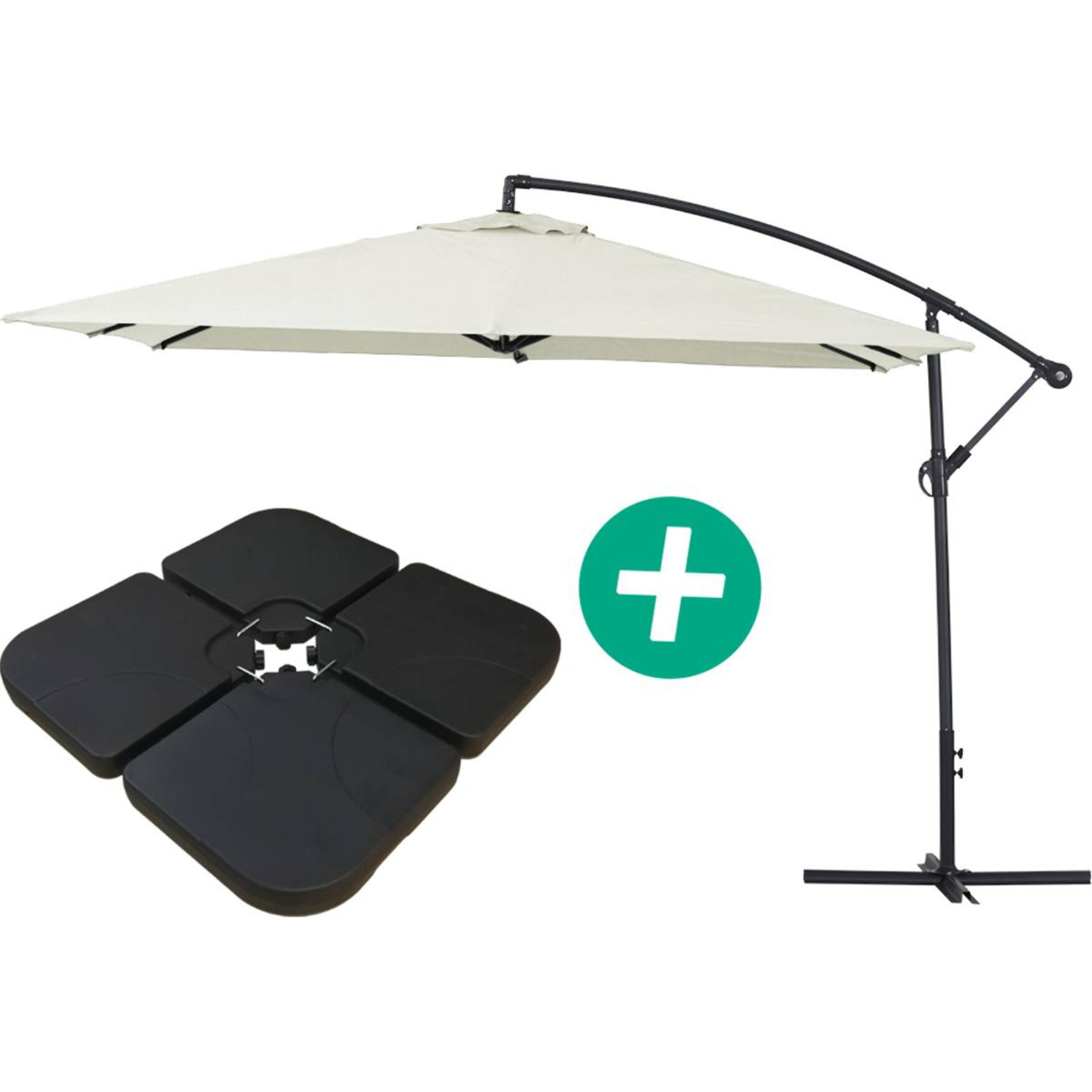 Parasol jardin déporté Alu "Ilios 3" - Carré - 3 x 3 m - Ecru - Dalles incluses
