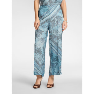 Elena Mirò - Pantaloni stampati in viscosa - Blu