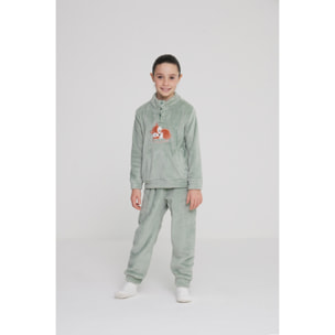 Pigiama bambina foxy in coral con collo tre bottoni Noidinotte