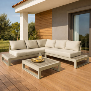Salon de jardin 6 places en aluminiun et coussin en oléofine beige  RIVA BELLA