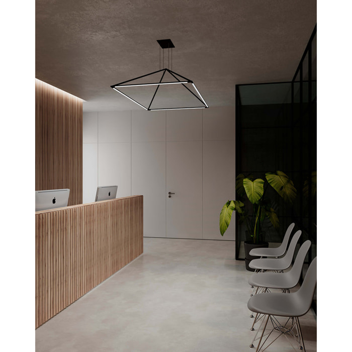 Ledsc4 LedsC4 - Lámpara Colgante LED Interior 1200mm, Negro Opal, 2440lm 3000K, Diseño Moderno y Eficiente, Aluminio y PMMA, Iluminación de Calidad para Hogar