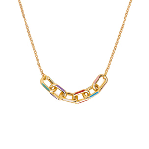 Collana Link Rainbow Enamel Placcato Oro