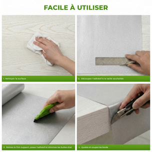 Rouleau adhésif décoratif Vinyle au Mètre - Argent - Sticker Lavable Imperméable Mur Cuisine Meubles