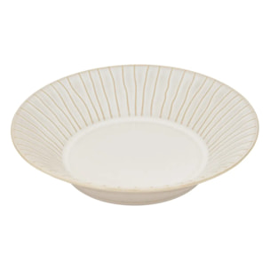 Lot de 6 Assiette creuse à bord rayé Camille D.20cm blanc