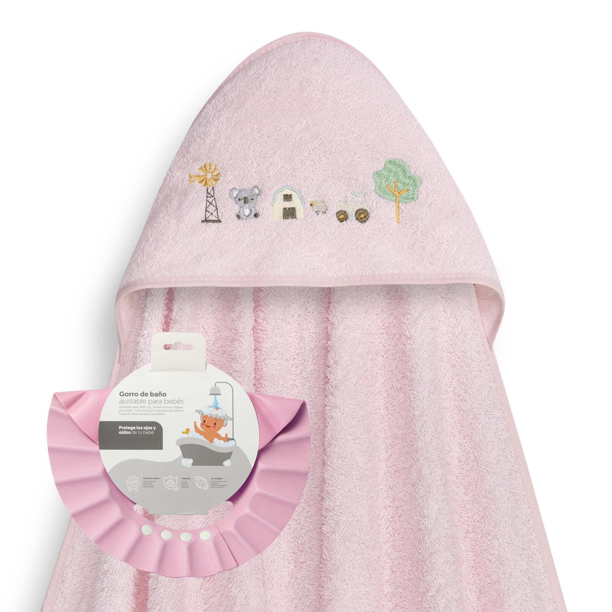 Capa Baño 1X1 Mod Granja Koala+ Gorro Rosa