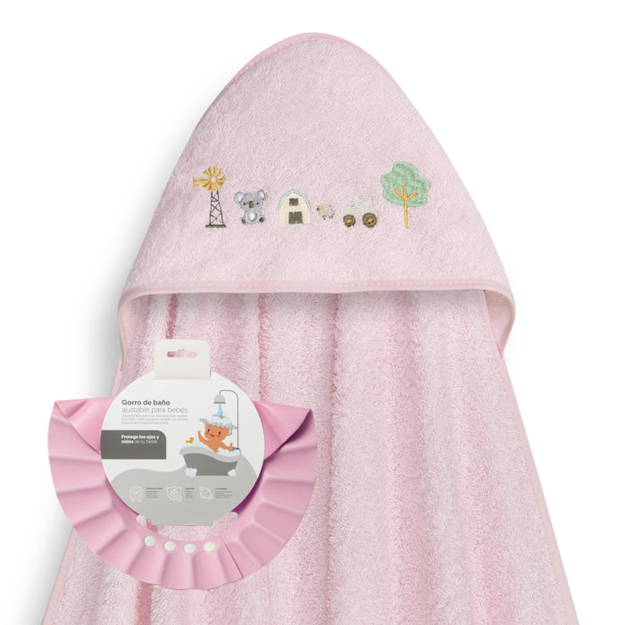 Capa Baño 1X1 Mod Granja Koala+ Gorro Rosa
